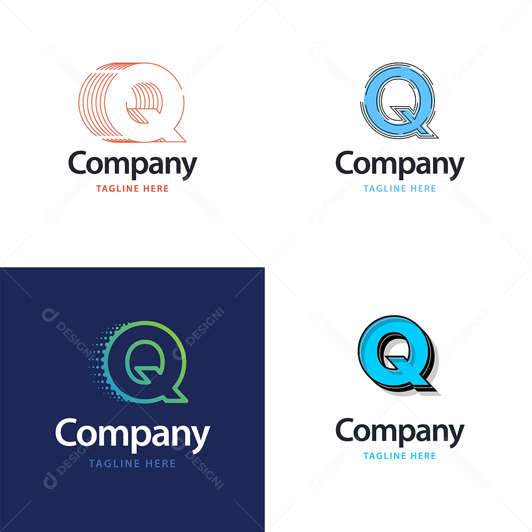 Logo Q Personalizada Logotipos Modernos AI Editável