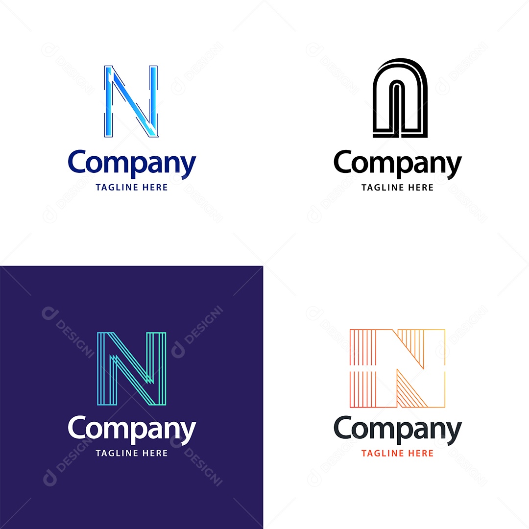 Logo N Personalizada Logotipos Modernos AI Editável