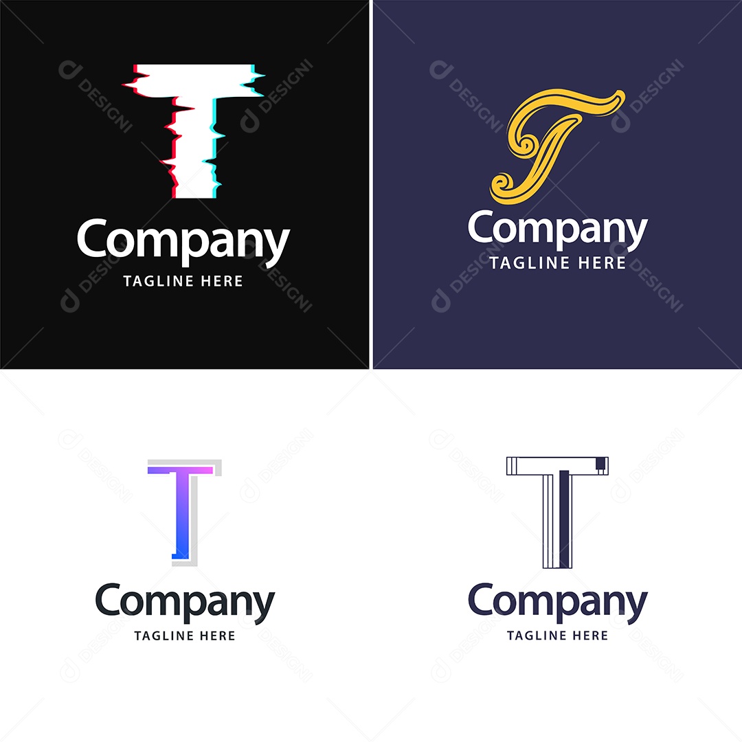 Logo T Personalizada Logotipos Modernos AI Editável