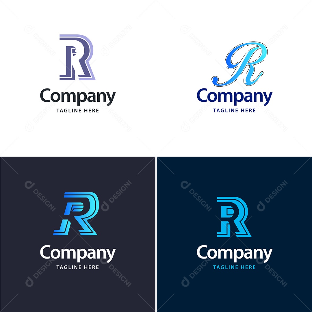 Logo R Personalizada Logotipos Modernos AI Editável