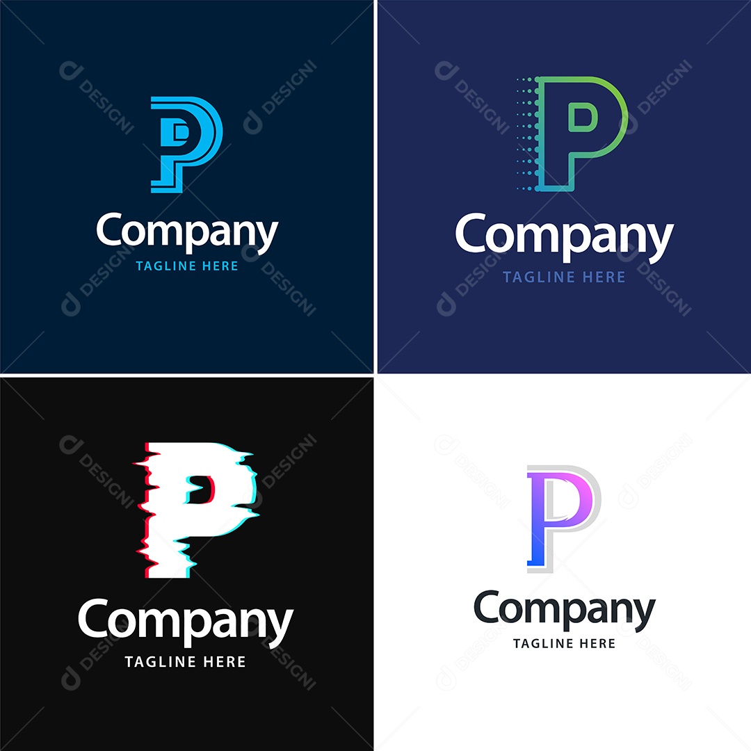 Logo P Personalizada Logotipos Modernos AI Editável