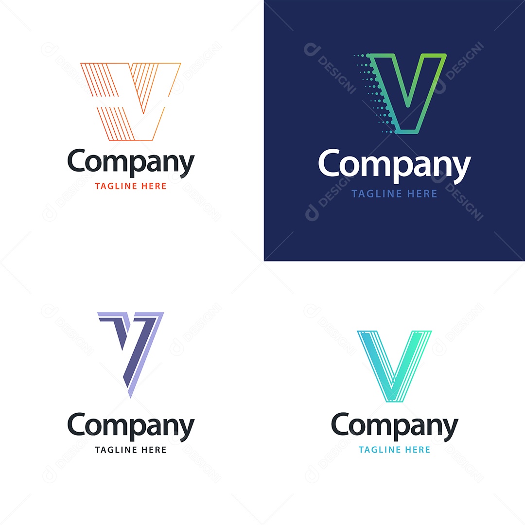 Logo V Personalizada Logotipos Modernos AI Editável