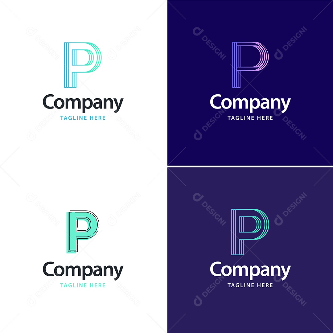 Logo P Personalizada Logotipos Modernos AI Editável