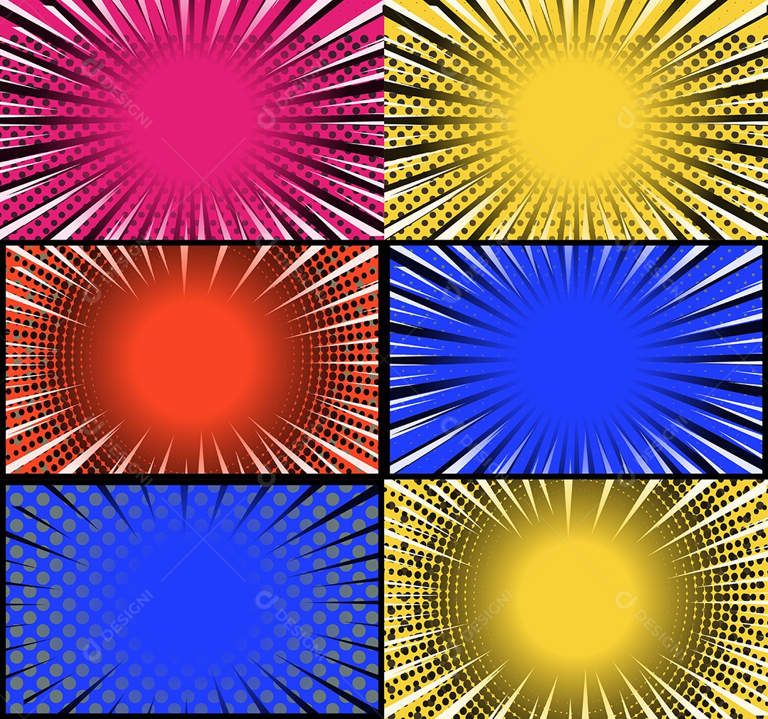 Vetor Retrô de Fundo em Quadrinhos Coloridos Vetor EPS