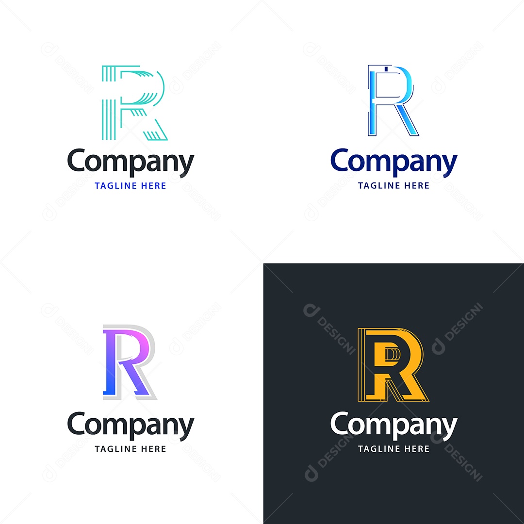 Logo R Personalizada Logotipos Modernos AI Editável