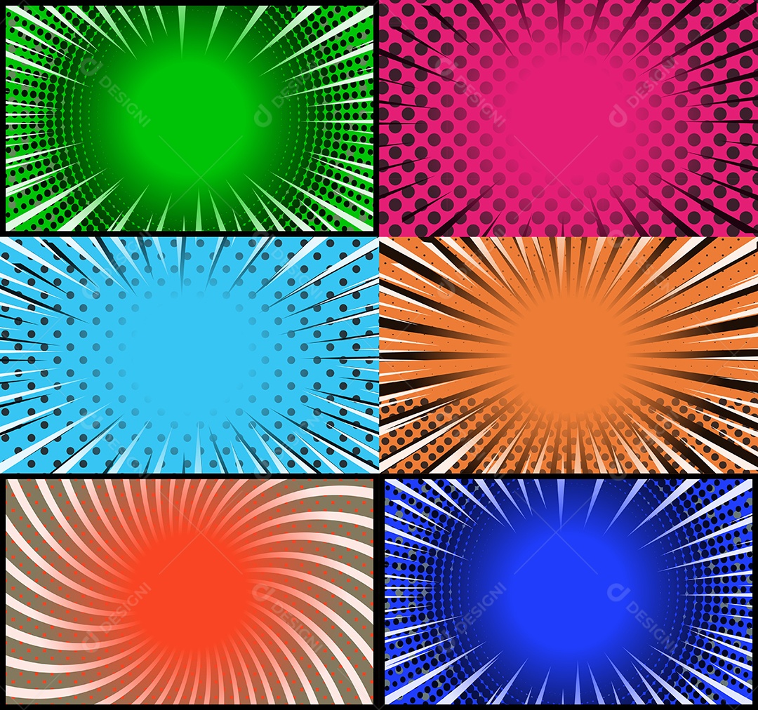 Vetor Retrô de Fundo em Quadrinhos Coloridos Vetor EPS