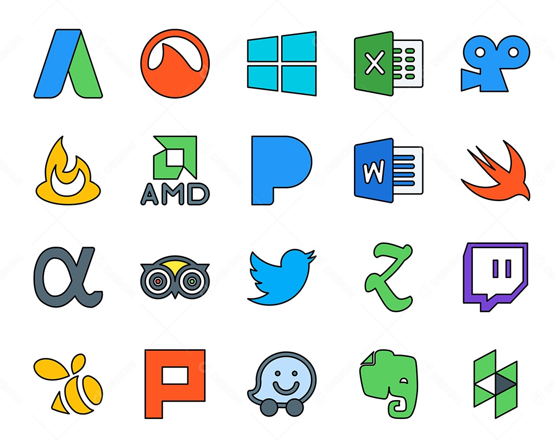 ícones de Mídia Social Vetor EPS