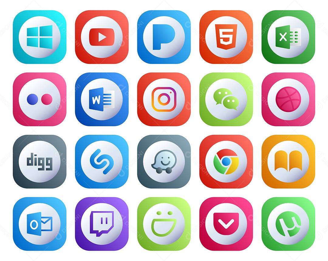 ícones de Mídia Social Vetor EPS