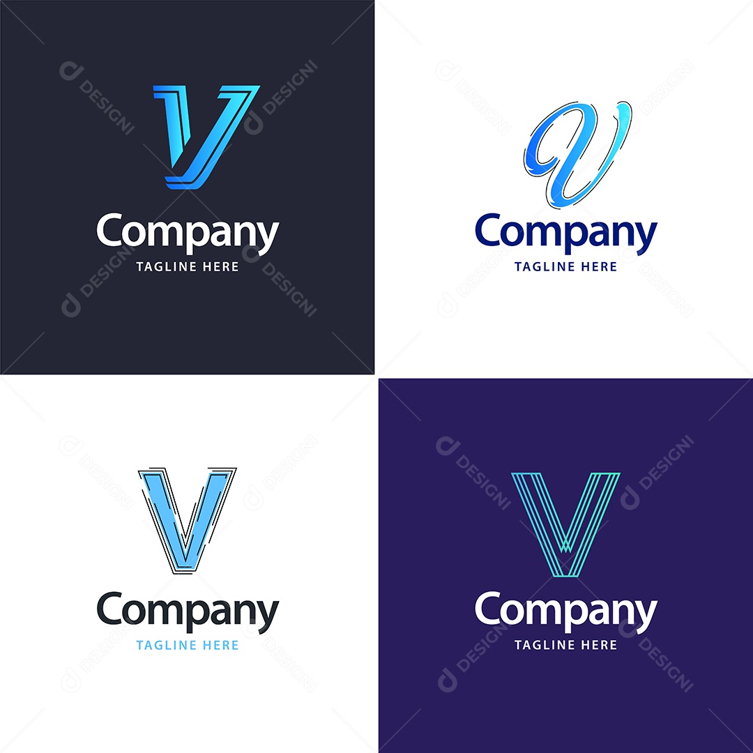 Logo V Personalizada Logotipos Modernos AI Editável