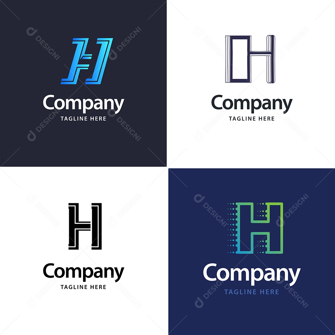 Logo H Personalizada Logotipos Modernos AI Editável
