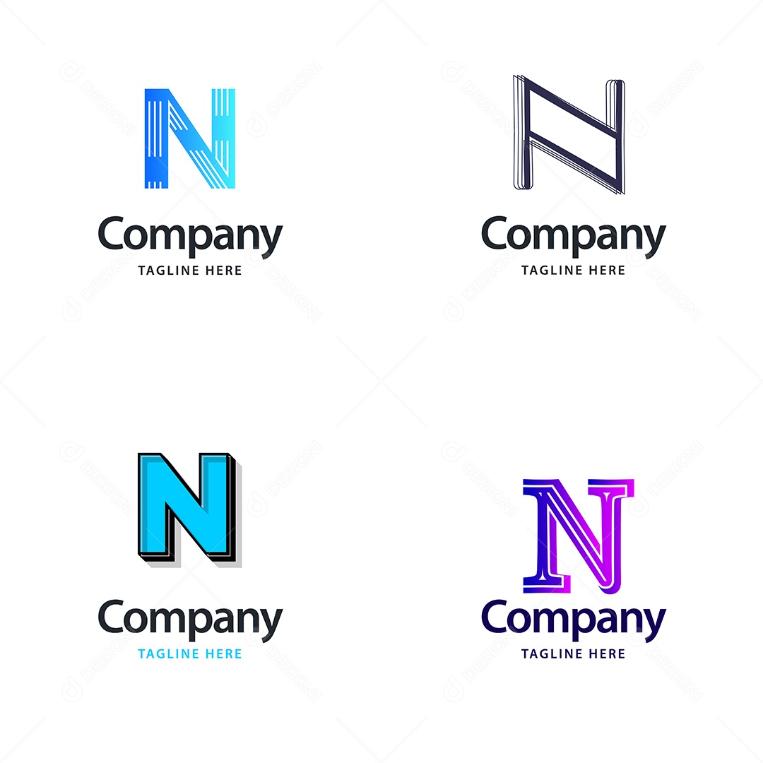 Logo N Personalizada Logotipos Modernos AI Editável