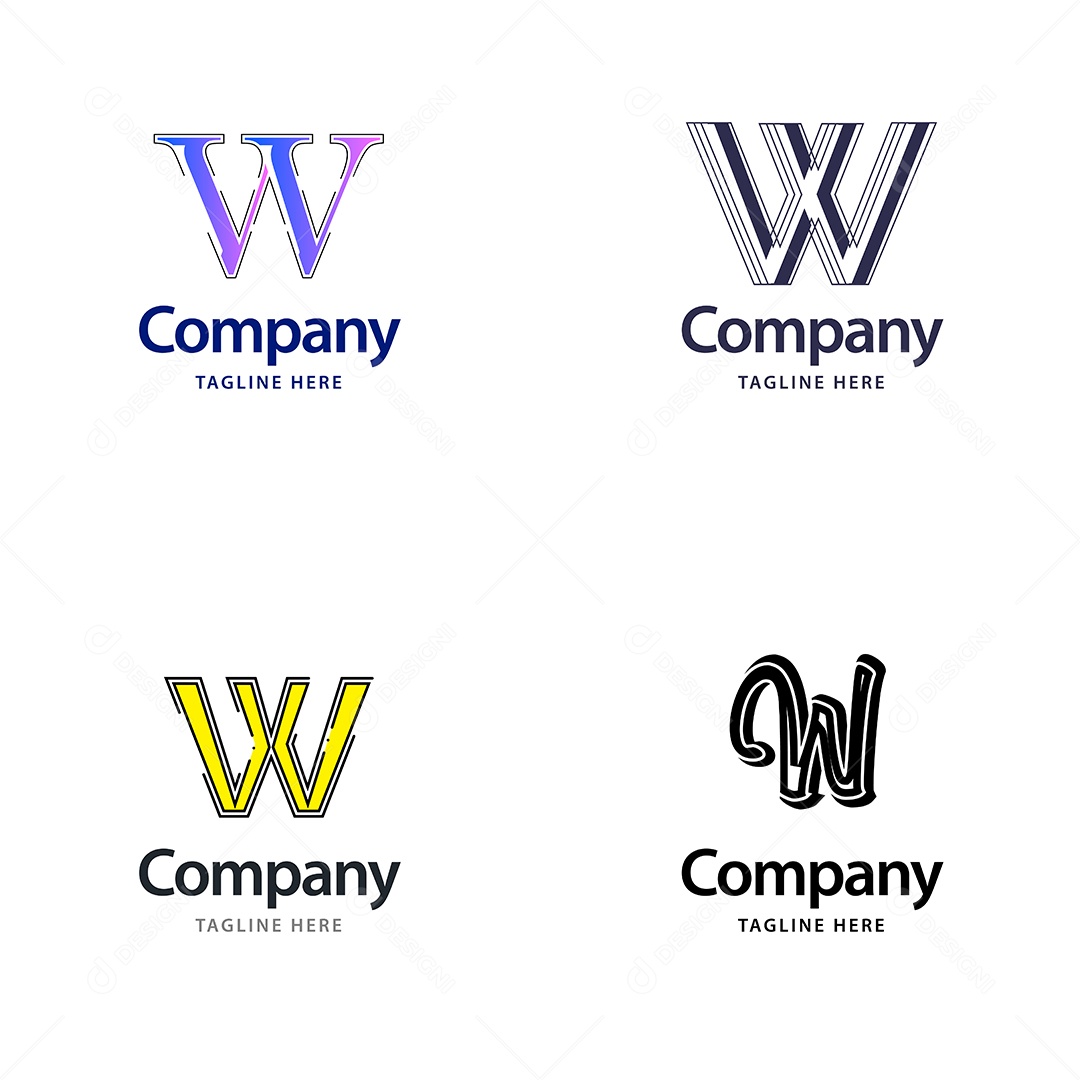 Logo W Personalizada Logotipos Modernos AI Editável