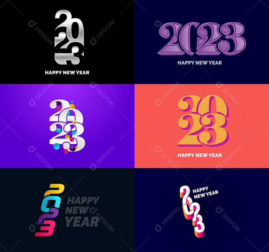 Coleção de Símbolos de Feliz Ano Novo de 2023 Vetor EPS