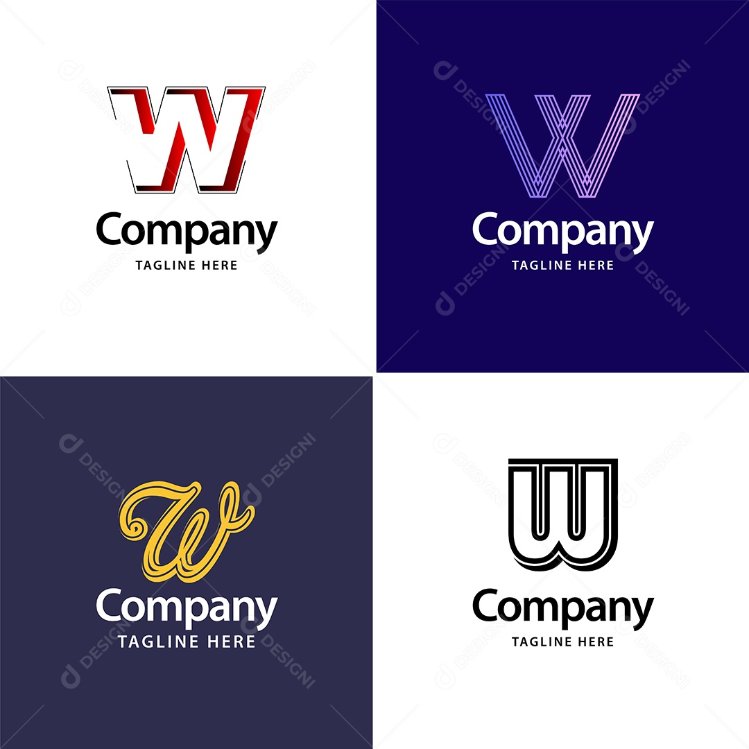 Logo W Personalizada Logotipos Modernos AI Editável
