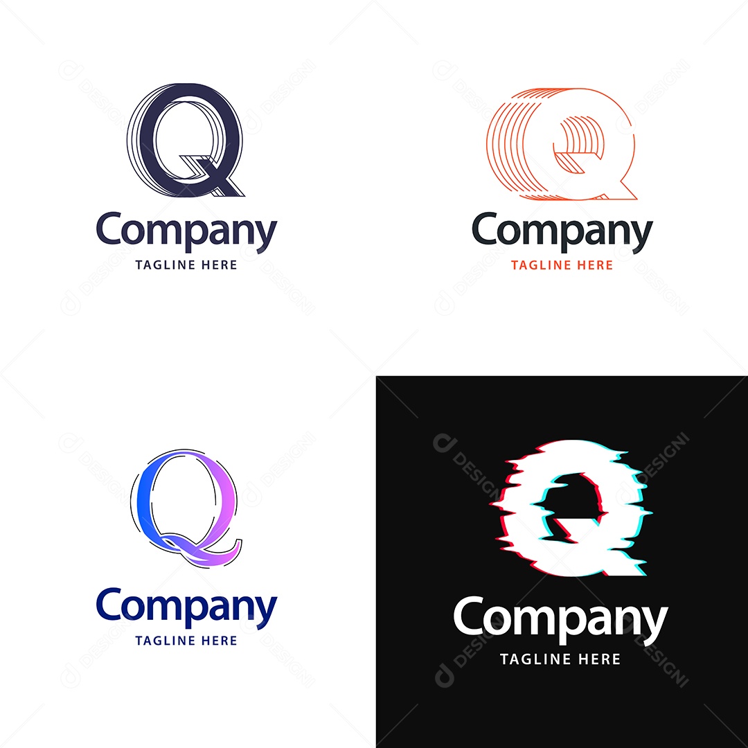Logo Q Personalizada Logotipos Modernos AI Editável