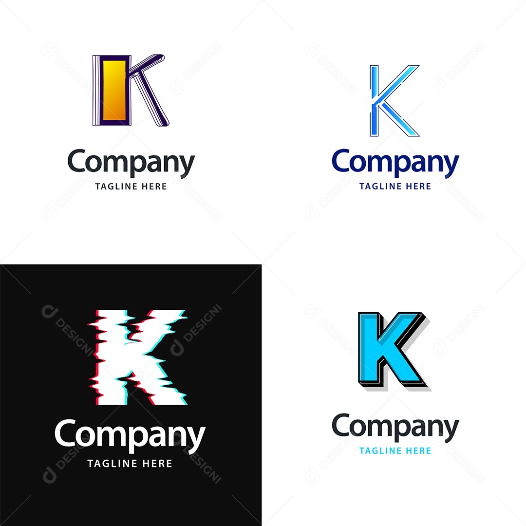 Logo K Personalizada Logotipos Modernos AI Editável
