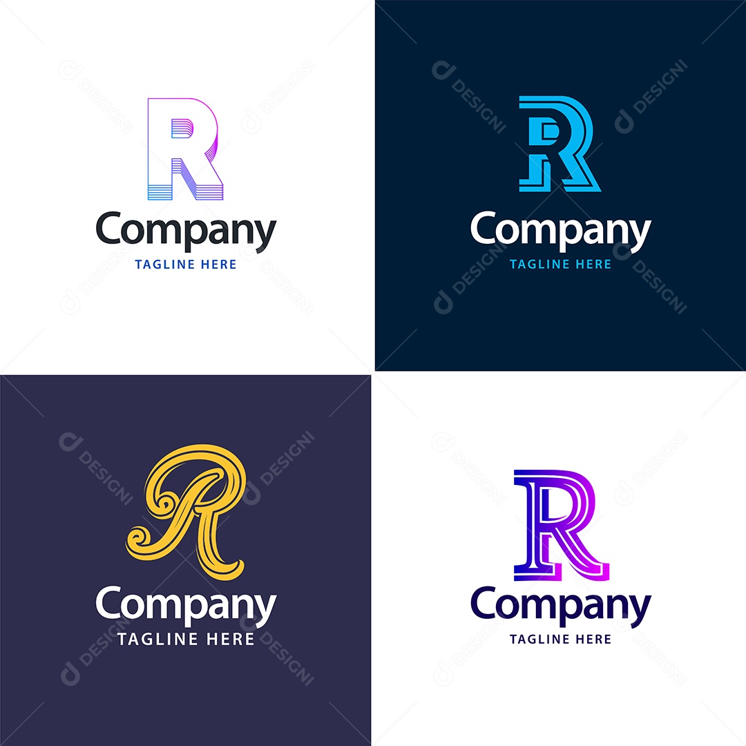 Logo R Personalizada Logotipos Modernos AI Editável