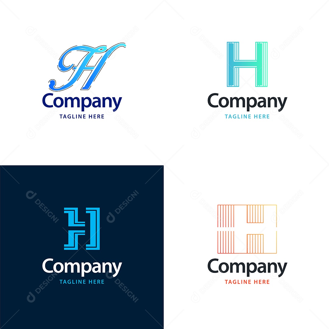 Logo H Personalizada Logotipos Modernos AI Editável