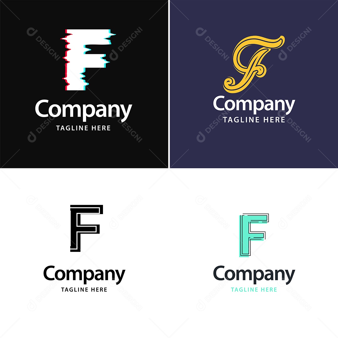 Logo F Personalizada Logotipos Modernos AI Editável