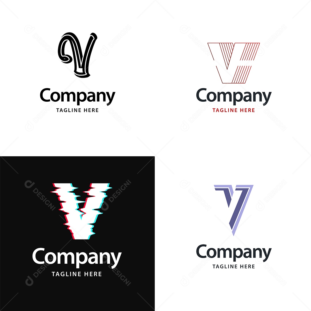 Logo V Personalizada Logotipos Modernos AI Editável