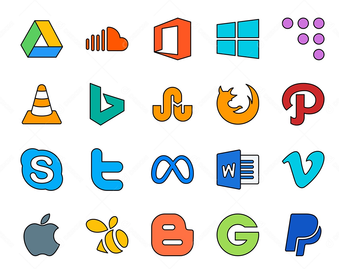 Pacote de ícones de mídia social Vetor EPS