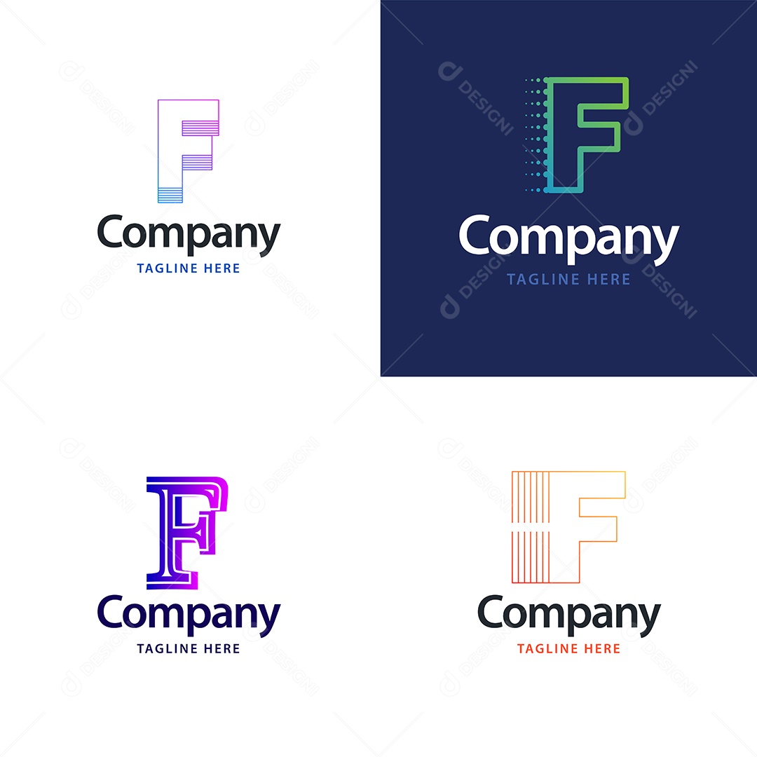 Logo F Personalizada Logotipos Modernos AI Editável