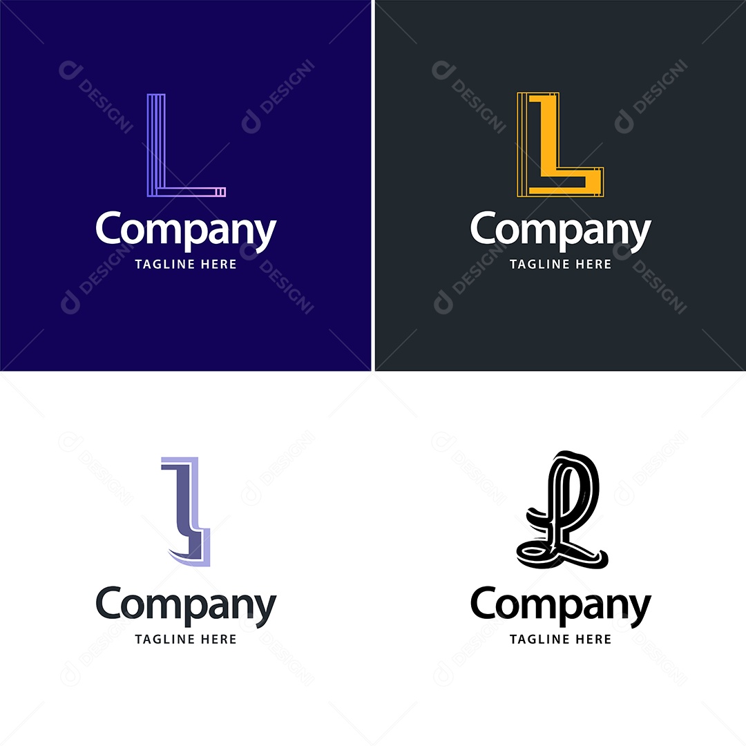 Logo L Personalizada Logotipos Modernos AI Editável