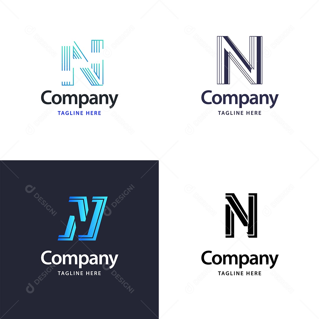 Logo N Personalizada Logotipos Modernos AI Editável