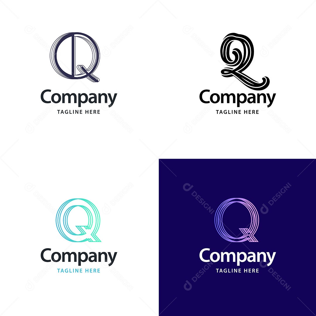 Logo Q Personalizada Logotipos Modernos AI Editável