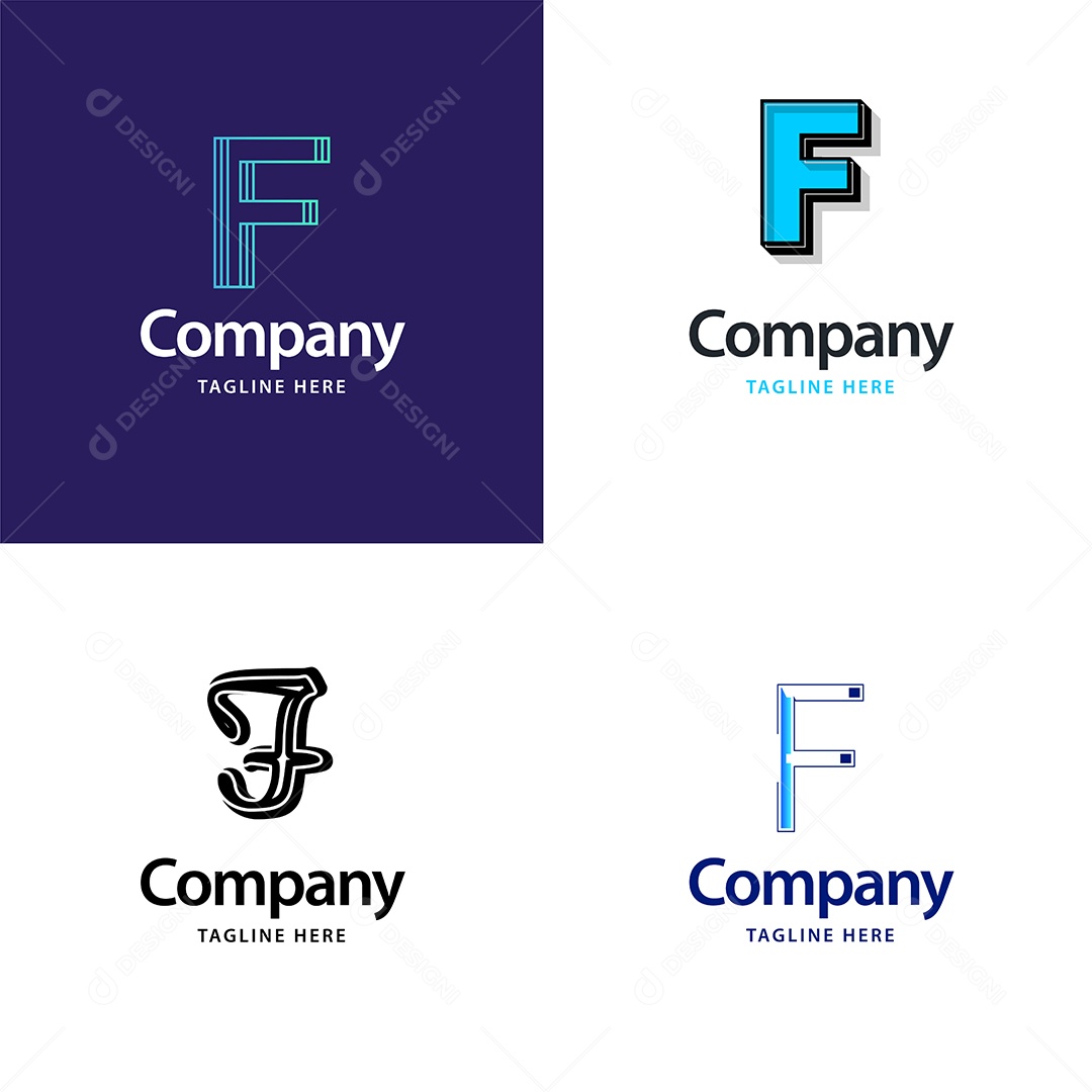 Logo F Personalizada Logotipos Modernos AI Editável