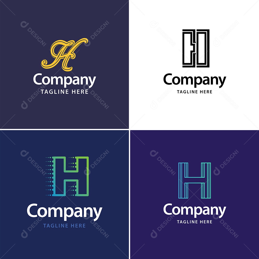 Logo H Personalizada Logotipos Modernos AI Editável