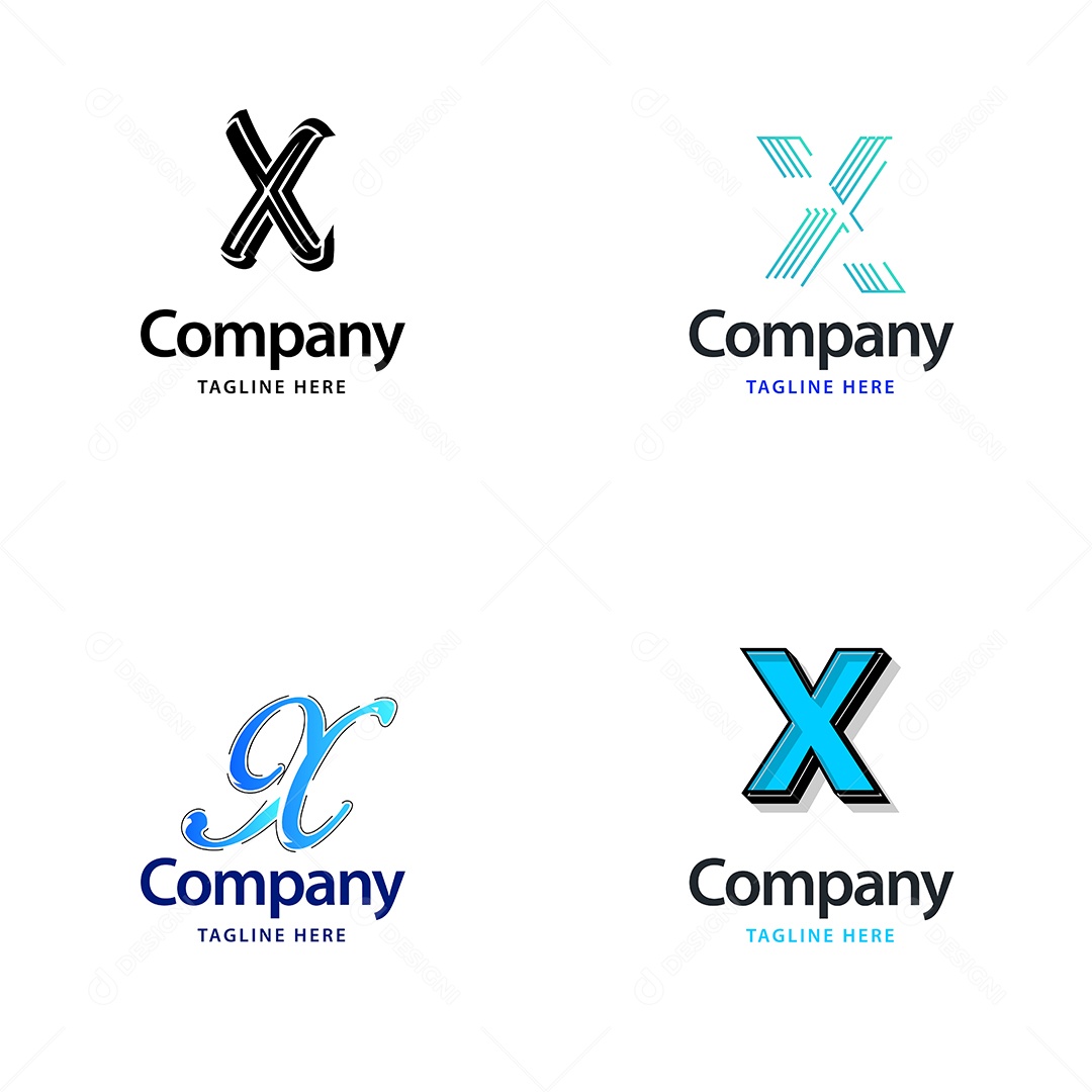 Logo X Personalizada Logotipos Modernos AI Editável