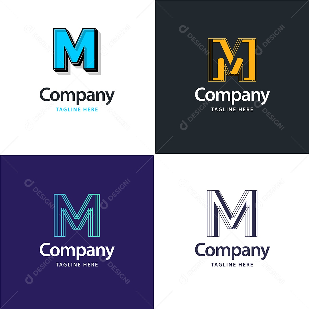 Logo M Personalizada Logotipos Modernos AI Editável