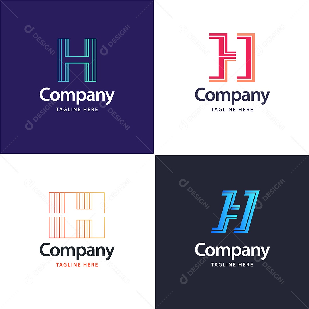 Logo H Personalizada Logotipos Modernos AI Editável