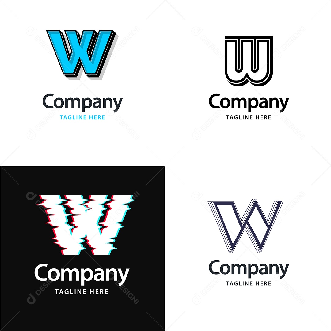 Logo W Personalizada Logotipos Modernos AI Editável