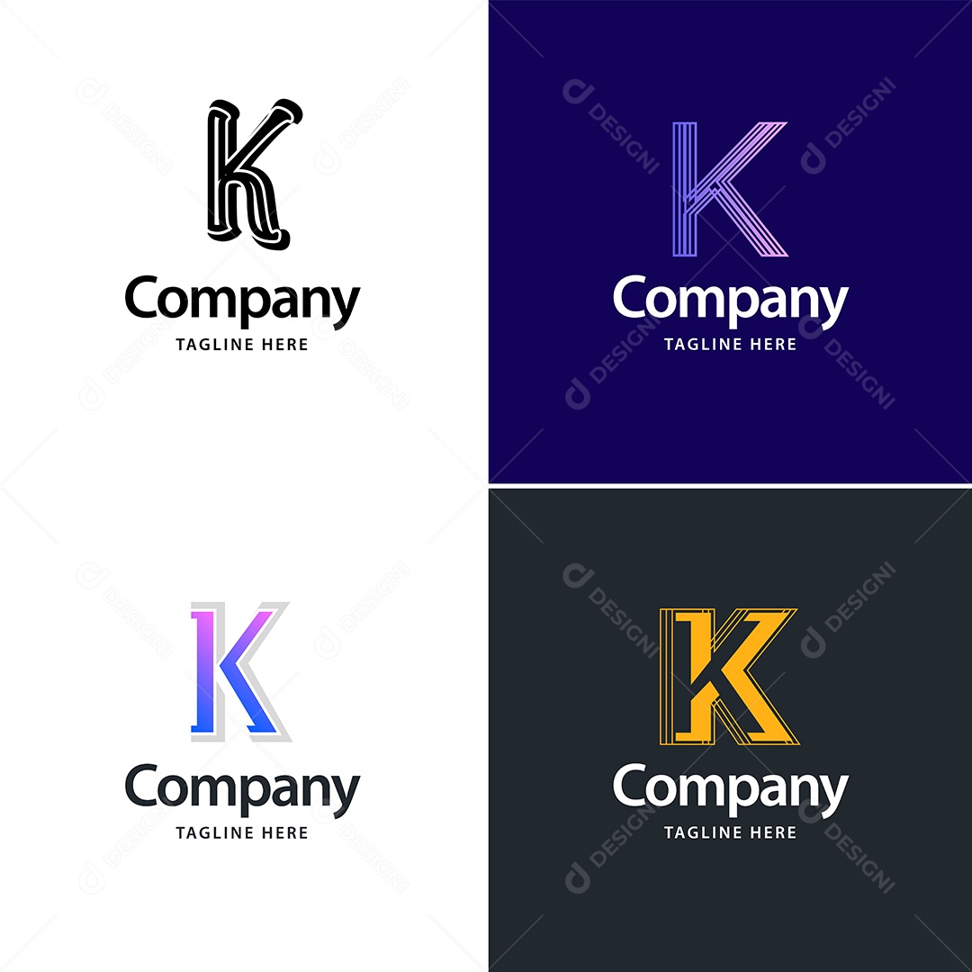 Logo K Personalizada Logotipos Modernos AI Editável