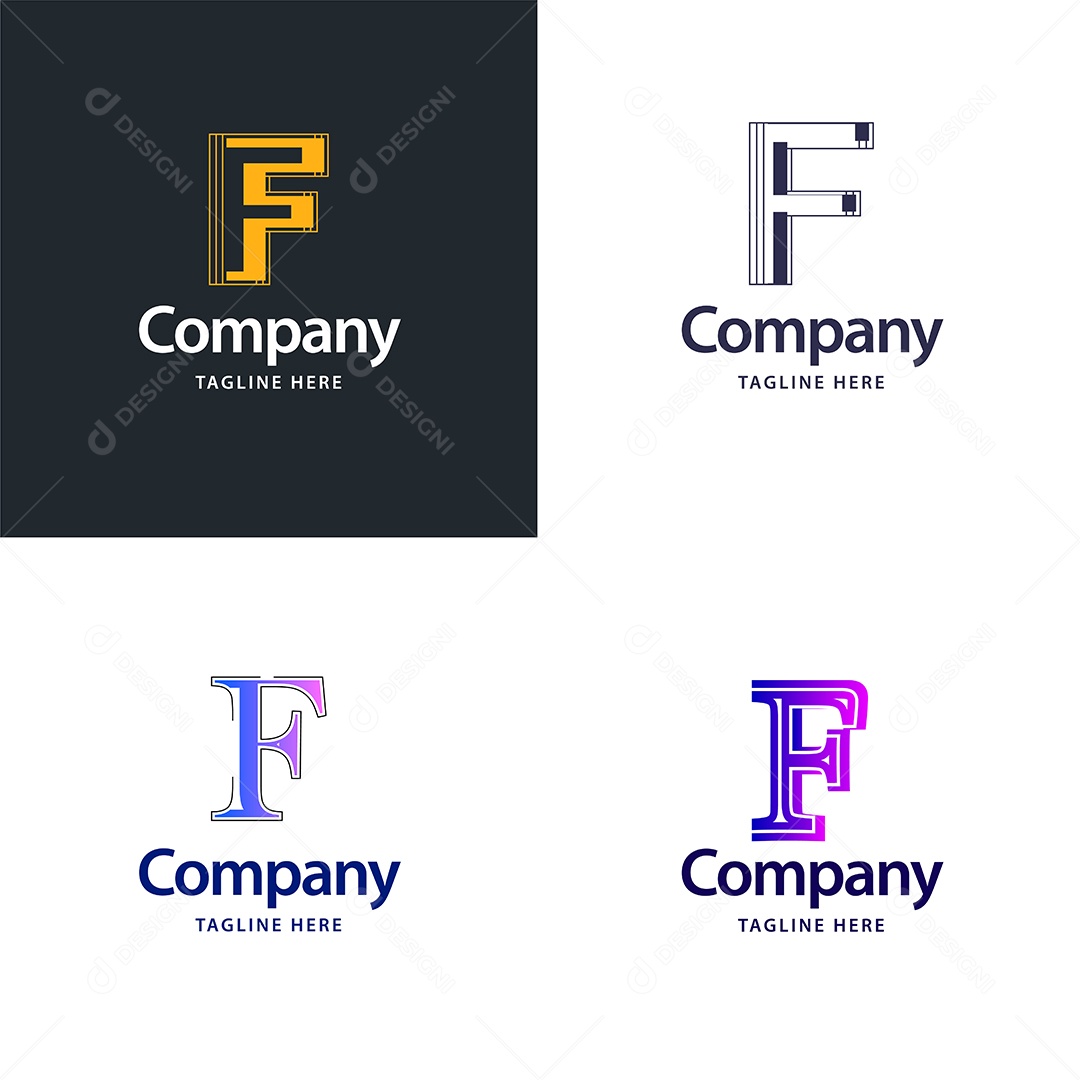 Logo F Personalizada Logotipos Modernos AI Editável
