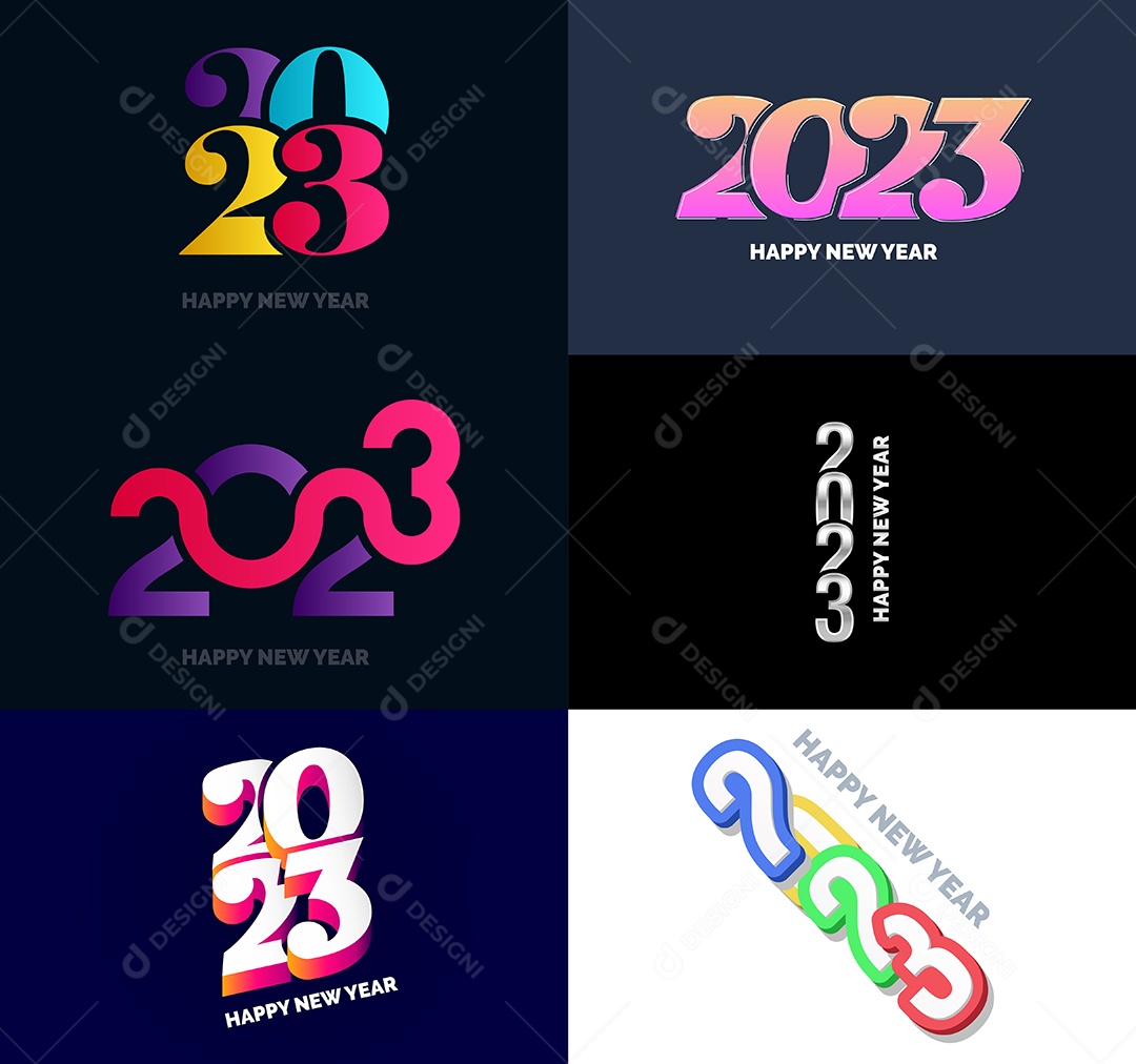 Coleção de Símbolos de Feliz Ano Novo de 2023 Vetor EPS