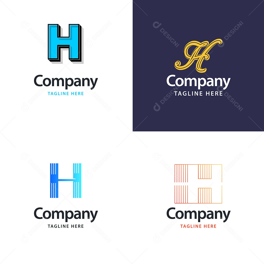 Logo H Logotipos Modernos AI Editável