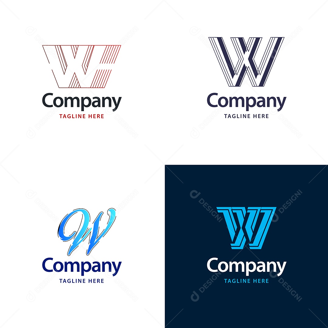 Logo W Logotipos Modernos AI Editável