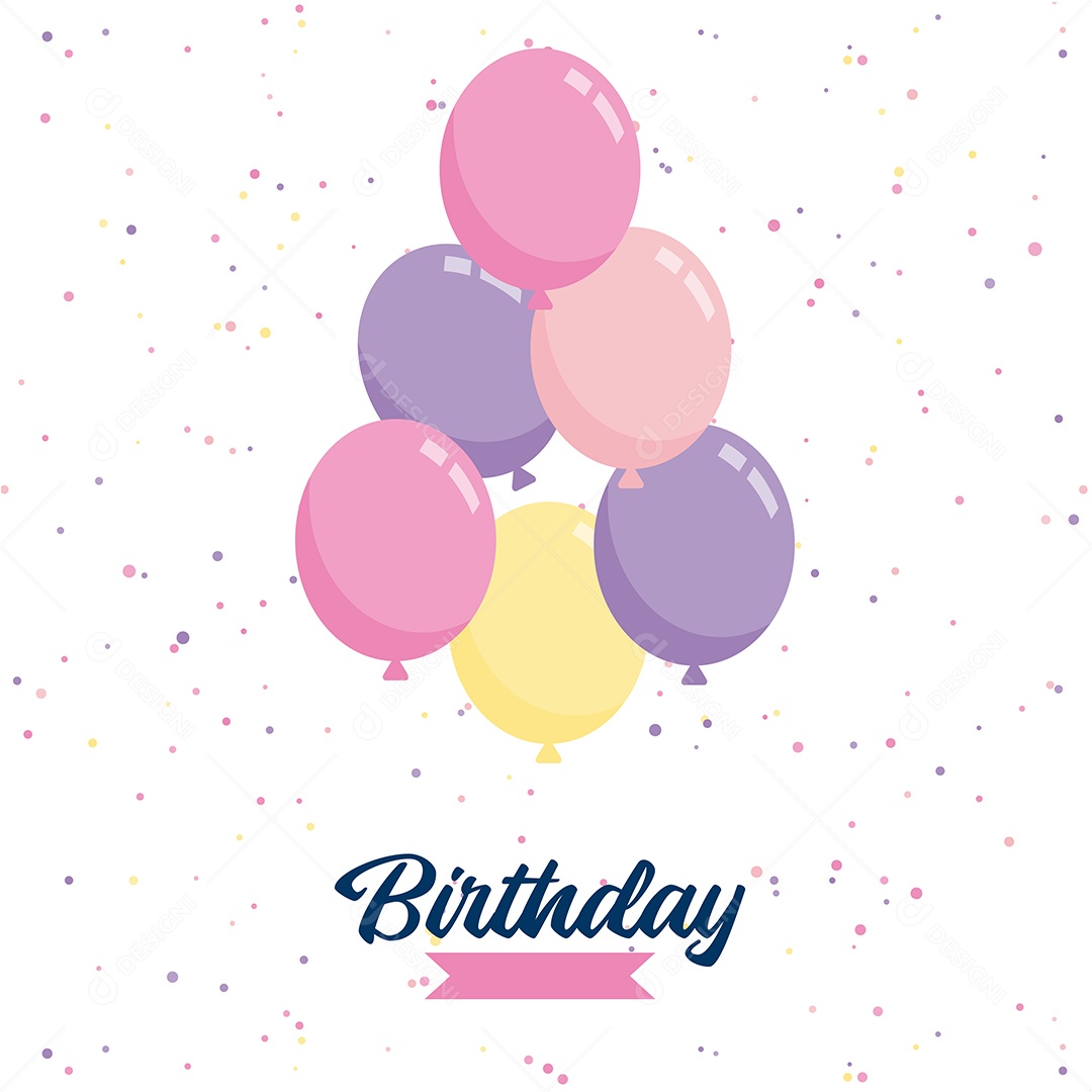 Banner de Texto de Feliz Aniversário Vetores EPS