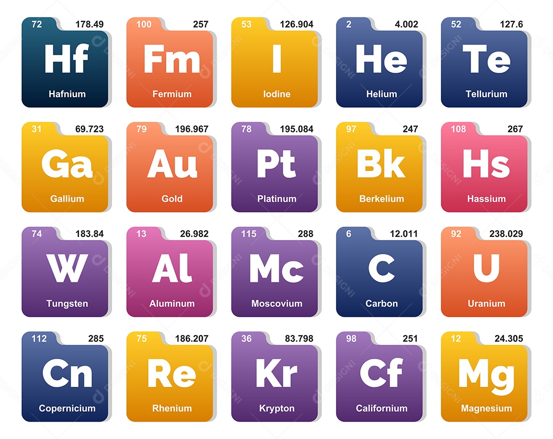 Tabela Periódica Colorida Ícones Vetor EPS