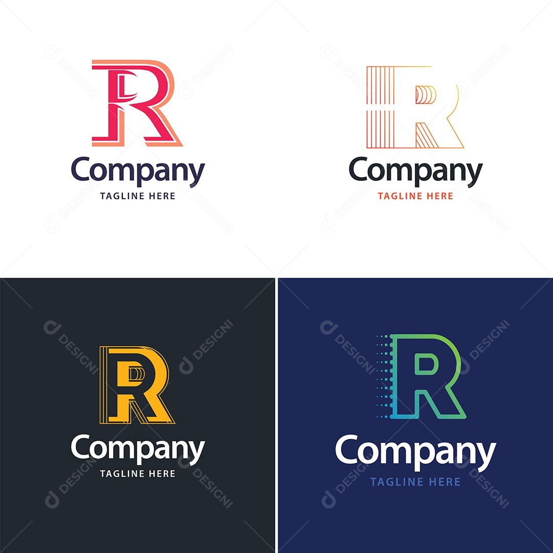 Logo R Logotipos Modernos AI Editável