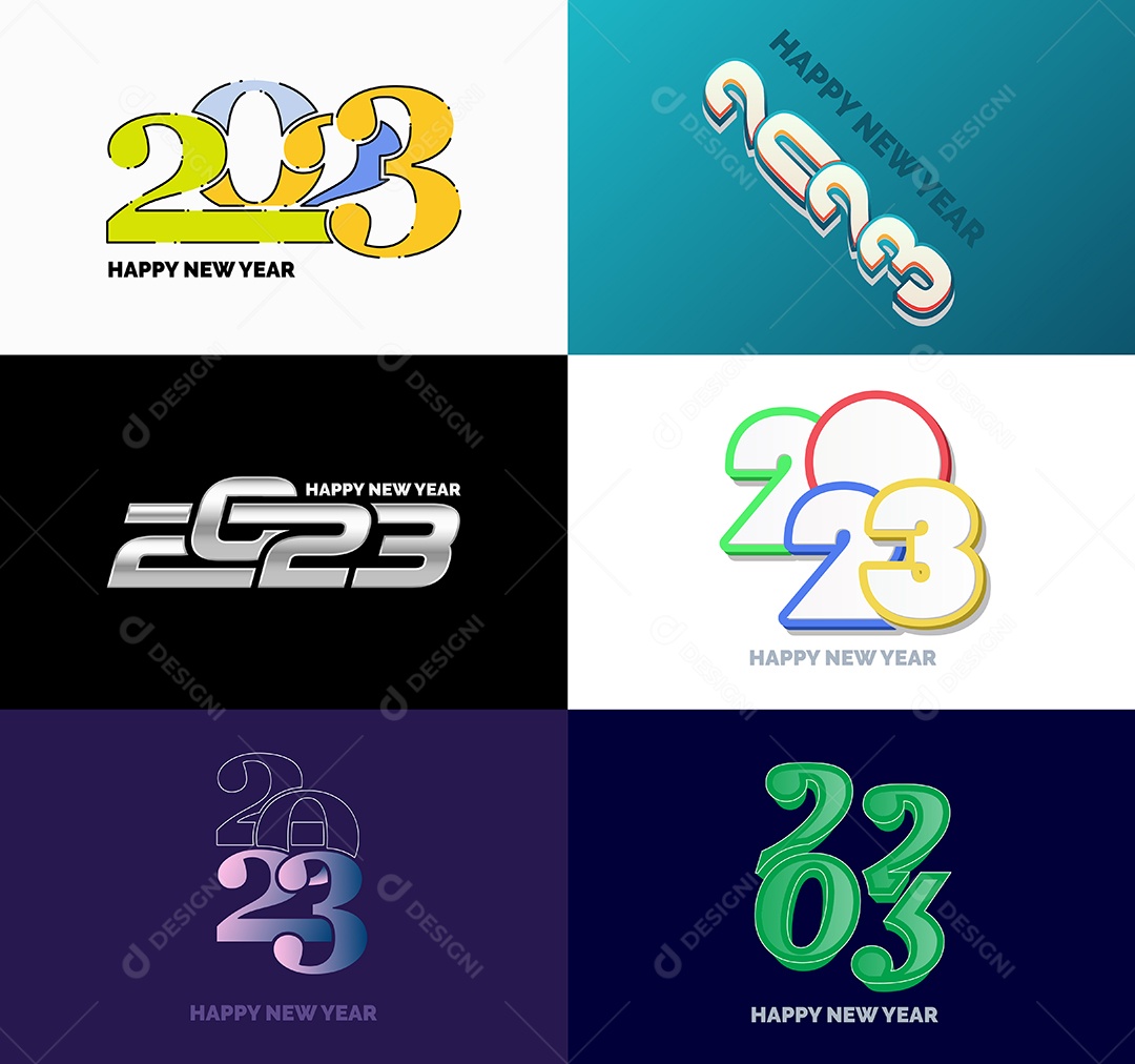 Coleção de Símbolos de Ano Novo de 2023 Vetor EPS