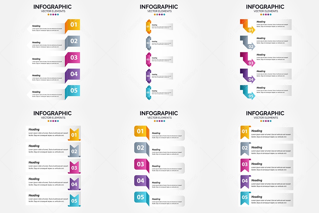 Conjunto de infográficos vetoriais Vetor EPS