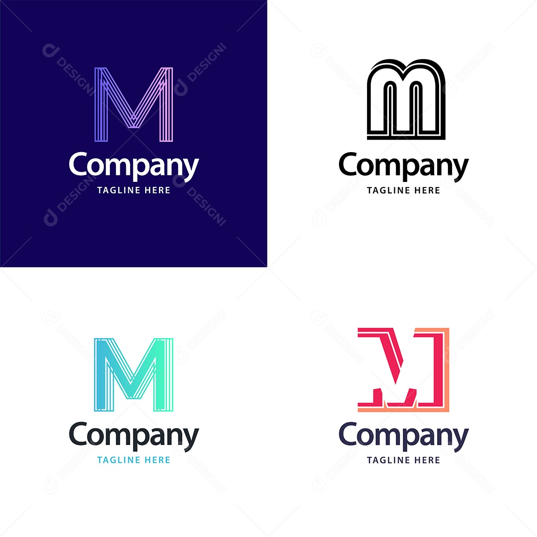 Logo M Logotipos Modernos AI Editável