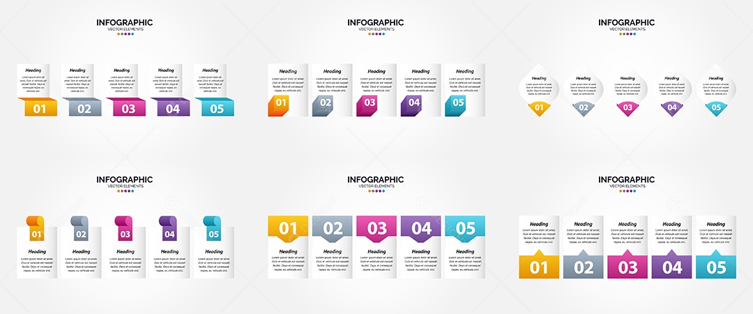 Conjunto de infográficos vetoriais Vetor EPS