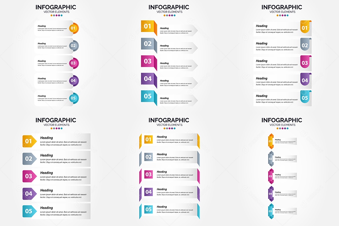 Conjunto de infográficos vetoriais Vetor EPS