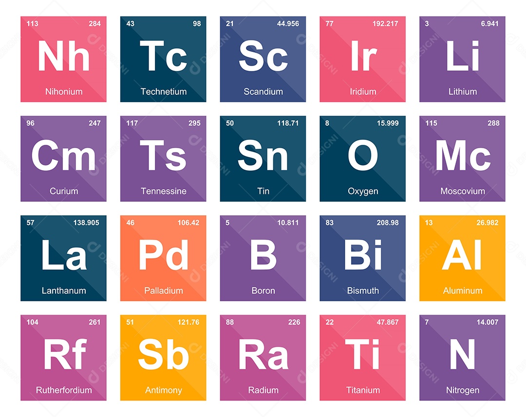 Tabela Periódica Colorida Ícones Vetor EPS