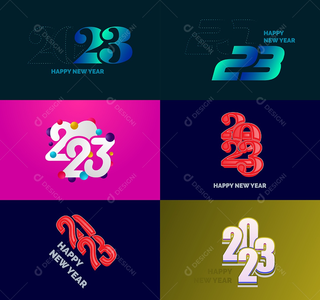 Coleção de Símbolos de Ano Novo de 2023 Vetor EPS